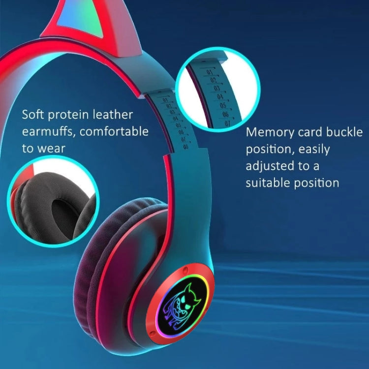 STN25 Devil Ear RGB Light Wireless Music Headset For Children with Mic(Black)