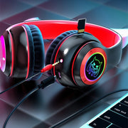 STN25 Devil Ear RGB Light Wireless Music Headset For Children with Mic(Black)