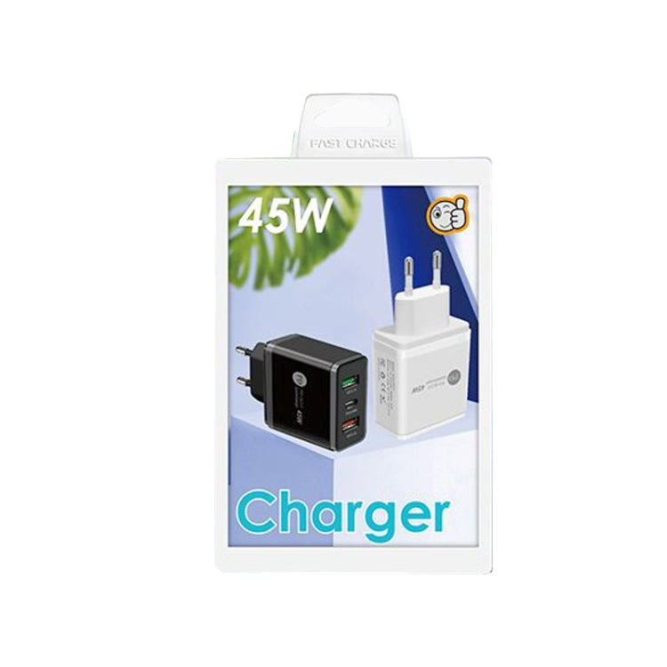 45W PD3.0 + 2 x QC3.0 USB Multi Port Quick Charger, EU Plug(White)