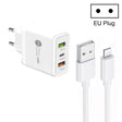 45W PD25W + 2 x QC3.0 USB Multi Port Charger with USB to 8 Pin Cable, EU Plug(White) - free shipping - PMC TechLife - Order now!