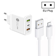 45W PD25W + 2 x QC3.0 USB Multi Port Charger with USB to 8 Pin Cable, EU Plug(White)