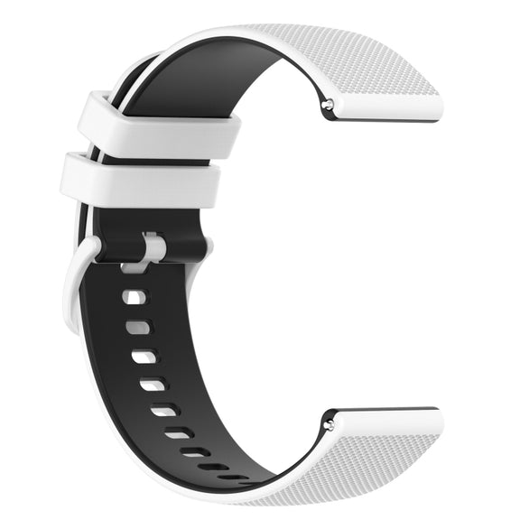 For Amazfit Pace 22mm Checkered Two-Color Silicone Watch Band(White+Black)