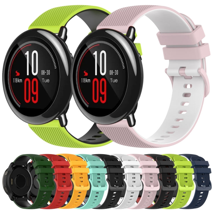 For Amazfit Pace 22mm Checkered Two-Color Silicone Watch Band(White+Black) - Watch Bands by PMC TechLife | Online Shopping South Africa | PMC TechLife | Buy Now Pay Later Mobicred