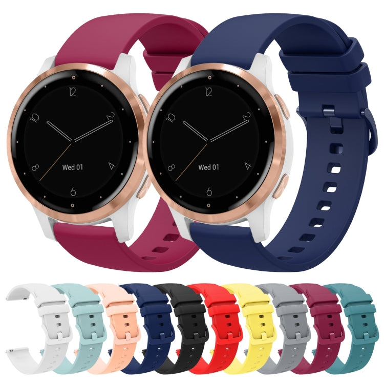 Compatible with Garmin Vivoactive 4S 18mm Solid Color Soft Silicone Watch Band(White)