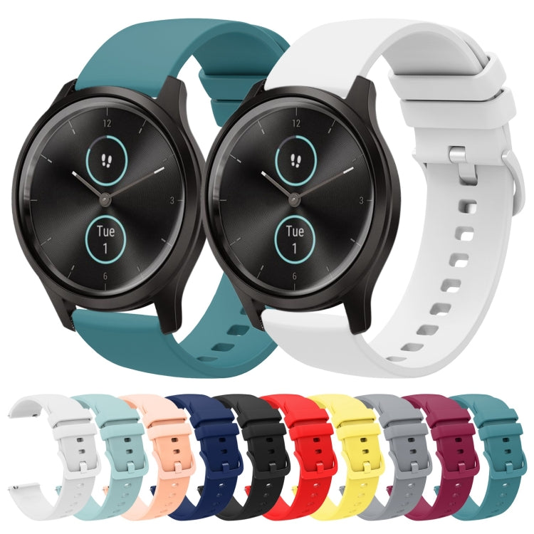 Compatible with Garmin VivoMove Style 20mm Solid Color Soft Silicone Watch Band(Sapphire Green)