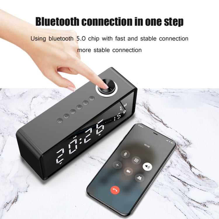 AEC K5 Mirror Alarm Clock Bluetooth Speakers with LED Light Support TF / FM(Black) - Desktop Speaker by AEC | Online Shopping South Africa | PMC TechLife | Buy Now Pay Later Mobicred