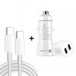 TE-P8 40W PD20W + PD20W Dual Port PD3.0 Car Charger with Type-c to Type-C Data Cable, Length: 1m(White) - Car Charger by PMC TechLife | Online Shopping South Africa | PMC TechLife