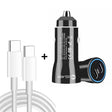 TE-P8 40W PD20W + PD20W Dual Port PD3.0 Car Charger with Type-c to Type-C Data Cable, Length: 1m(Black) - Car Charger by PMC TechLife | Online Shopping South Africa | PMC TechLife