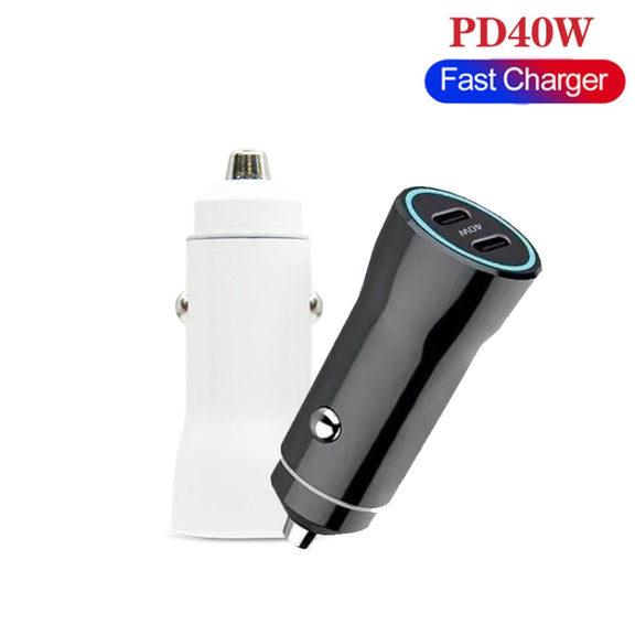 TE-P8 40W PD20W + PD20W Dual Port PD3.0 Car Charger with Type-c to Type-C Data Cable, Length: 1m(Black)