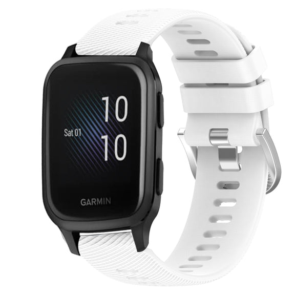 Compatible with Garmin Venu SQ 20mm Solid Color Soft Silicone Watch Band(White)