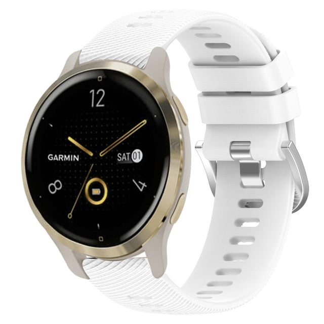 Compatible with Garmin Venu 2S 18mm Solid Color Silicone Watch Band(White)