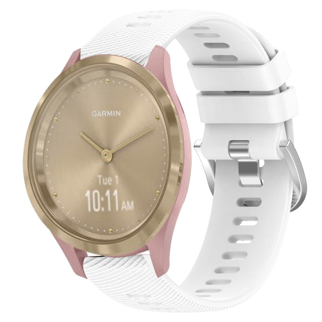 Compatible with Garmin Vivomove 3S 18mm Solid Color Silicone Watch Band(White)
