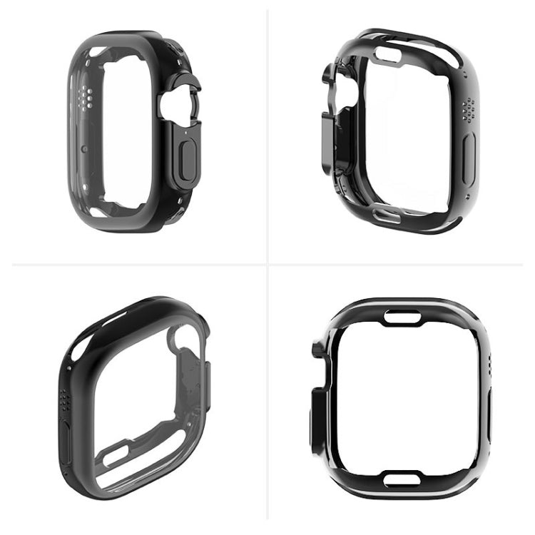 ENKAY Electroplated Soft TPU Case with Screen Film For Apple Watch Ultra / Ultra 2 49mm(Black) - Watch Cases by ENKAY