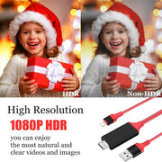 2m 1080P 8 Pin to HDMI Adapter Cable, Compatible with iPhone to HDMI Adapter(Black)