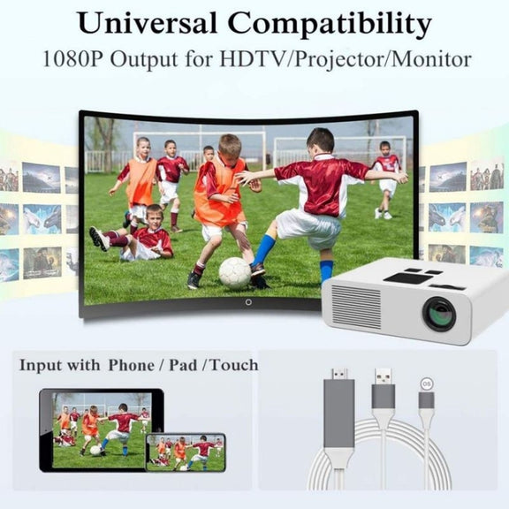 2m 1080P 8 Pin to HDMI Adapter Cable, Compatible with iPhone to HDMI Adapter(Black)