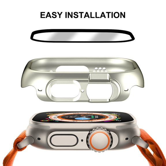 For Apple Watch Ultra / Ultra 2 49mm ENKAY 2 in 1 PC Case + Full Coverage 9H Tempered Glass Film(Grey)