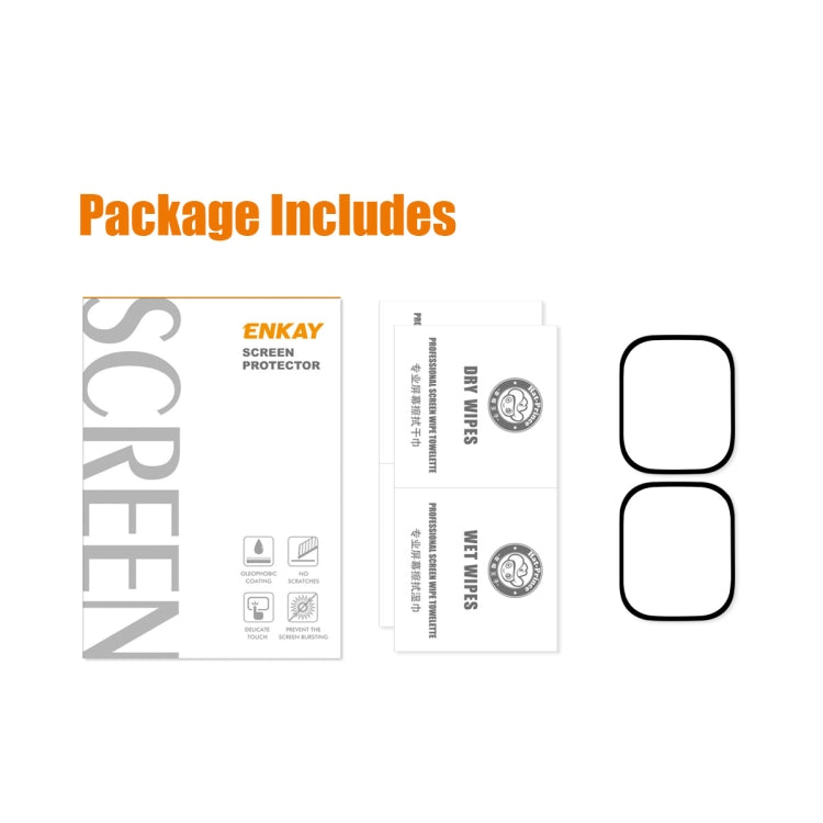 For Apple Watch Ultra / Ultra 2 / Ultra 3 49mm 2pcs ENKAY 9H Full Cover Tempered Glass Watch Film
