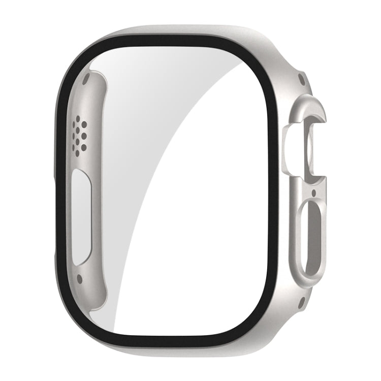 For Apple Watch Ultra / Ultra 2 49mm ENKAY PC Frame 9H Tempered Glass Case(Silver) - Watch Cases by ENKAY | Online Shopping South Africa | PMC TechLife | Buy Now Pay Later Mobicred
