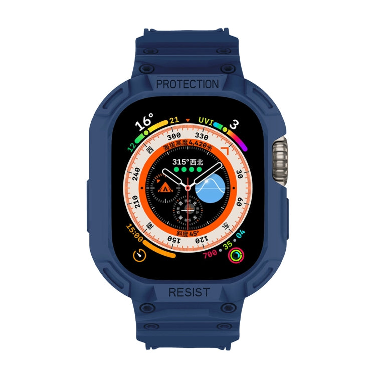 For Apple Watch Ultra 49mm JUNSUNMAY Integrated TPU Case Adjustable Elastic Watch Band(Dark Blue) - Watch Cases by JUNSUNMAY | Online Shopping South Africa | PMC Jewellery | Buy Now Pay Later Mobicred