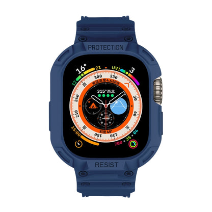 For Apple Watch Ultra 49mm JUNSUNMAY Integrated TPU Case Adjustable Elastic Watch Band(Dark Blue) - Watch Cases by JUNSUNMAY | Online Shopping South Africa | PMC Jewellery | Buy Now Pay Later Mobicred