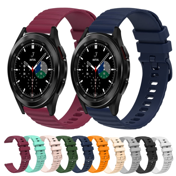 For Samsung Galaxy Watch4 Classic 42mm/46mm 20mm Wavy Dotted Solid-Color Silicone Watch Band(Gray)