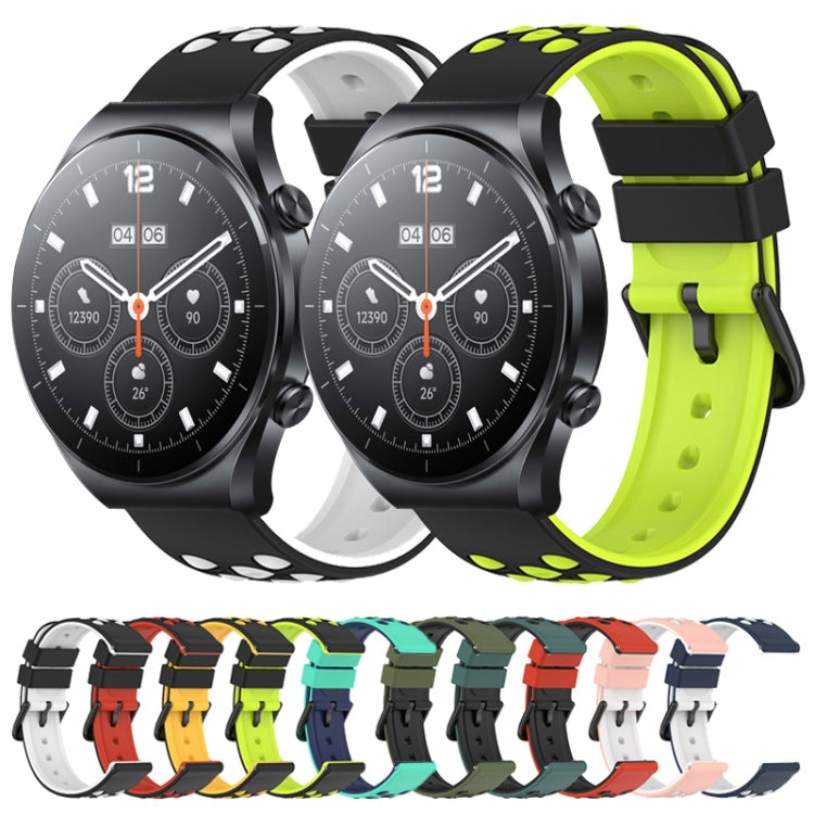 For Xiaomi MI Watch S1 22mm Two-Color Porous Silicone Watch Band(Black+Red) - free shipping - PMC TechLife - Order now!