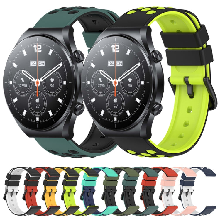 For Xiaomi MI Watch S1 Pro 22mm Two-Color Porous Silicone Watch Band(Black+White) - free shipping - PMC TechLife - Order now!