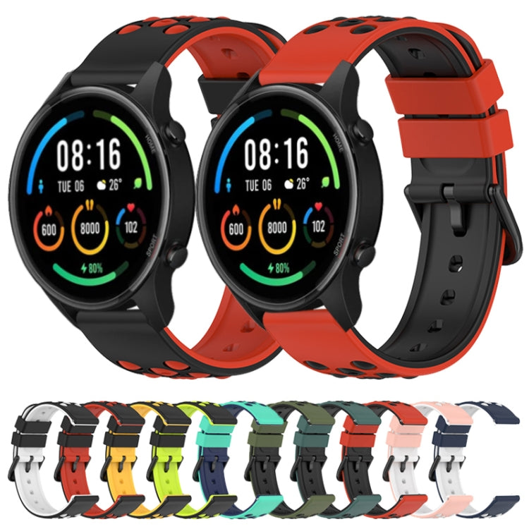 For Xiaomi MI Watch Color 2 22mm Two-Color Porous Silicone Watch Band(Army Green + Black) - free shipping - PMC TechLife - Order now!