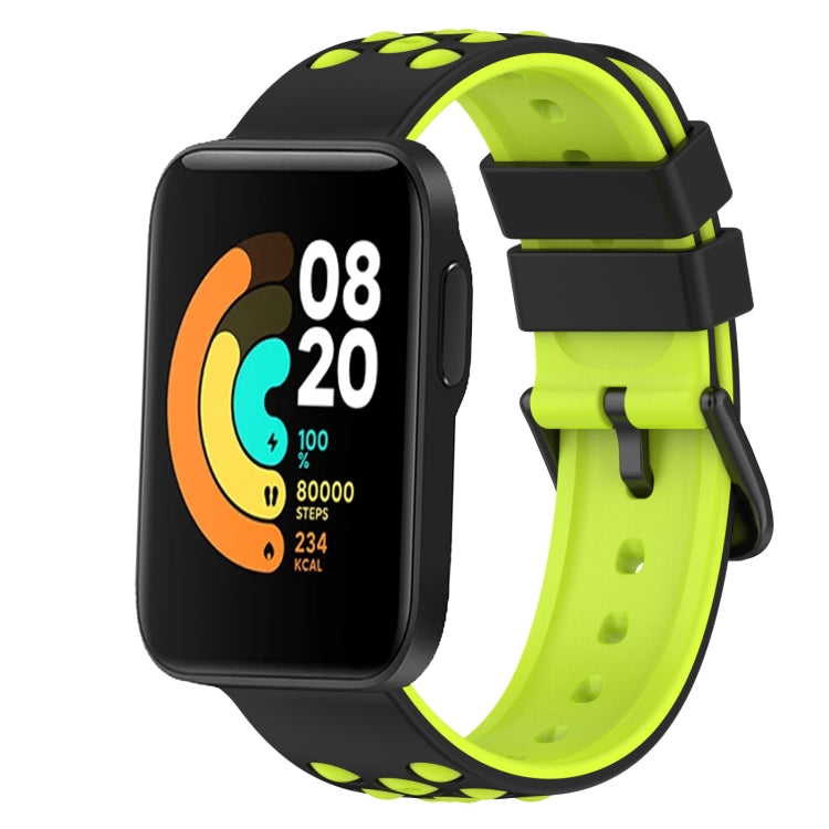 For Xiaomi MI Watch Sport 22mm Two-Color Porous Silicone Watch Band(Black+Lime Green) - free shipping - PMC TechLife - Order now!