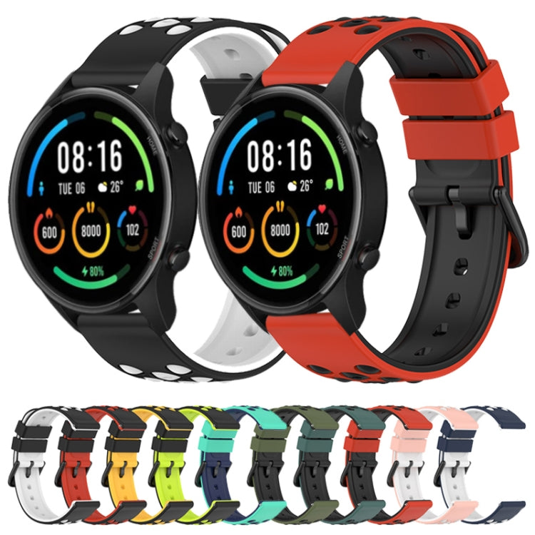 For Xiaomi MI Watch Sport 22mm Two-Color Porous Silicone Watch Band(Red+Black) - free shipping - PMC TechLife - Order now!