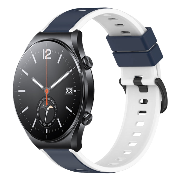For Xiaomi MI Watch S1 22mm Two-Color Silicone Watch Band(Midnight Blue + White) - free shipping - PMC TechLife - Order now!