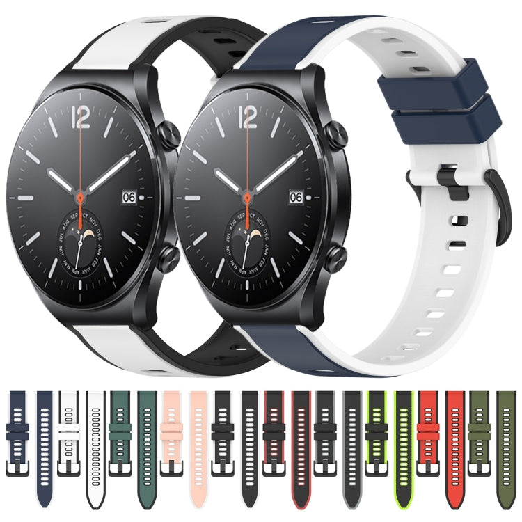 For Xiaomi MI Watch S1 22mm Two-Color Silicone Watch Band(Black+Red)