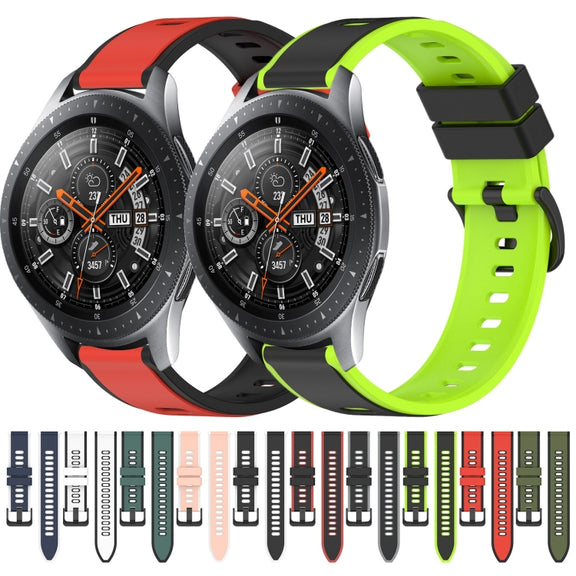 For Samsung Galaxy Watch 46mm 22mm Two-Color Silicone Watch Band(Black+Red)