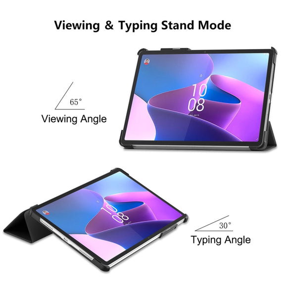 For Lenovo Tab P11 Pro Gen2 11.2 inch 2022 ENKAY Tri-fold Custer Texture Leather Stand Smart Case(Black)