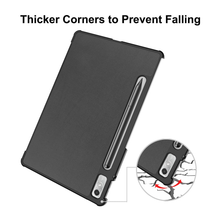 For Lenovo Tab P11 Pro Gen2 11.2 inch 2022 ENKAY Tri-fold Custer Texture Leather Stand Smart Case(Black)