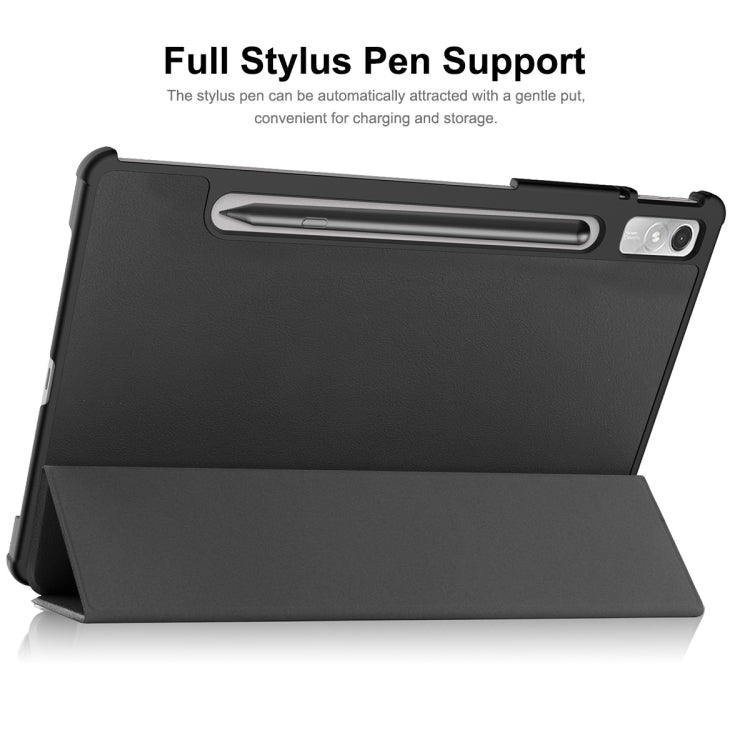 For Lenovo Tab P11 Pro Gen2 11.2 inch 2022 ENKAY Tri-fold Custer Texture Leather Stand Smart Case(Black)