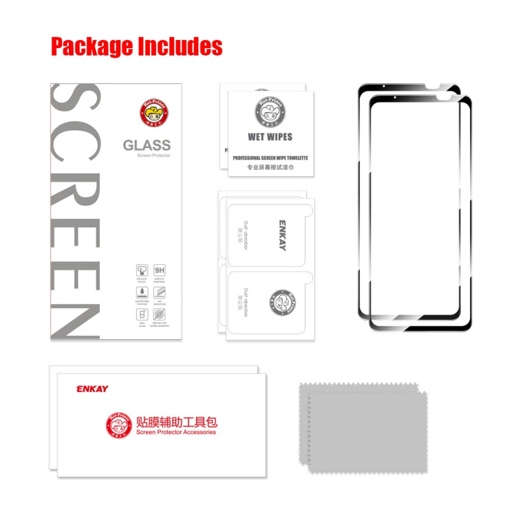 For Asus Rog Phone 6 / 6D / 6 Pro 2pcs ENKAY Full Glue 0.26mm 9H 2.5D Tempered Glass Full Film