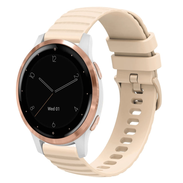 Compatible with Garmin Vivoactive 4S 18mm Wavy Dotted Solid-Color Silicone Watch Band(Starlight Color)