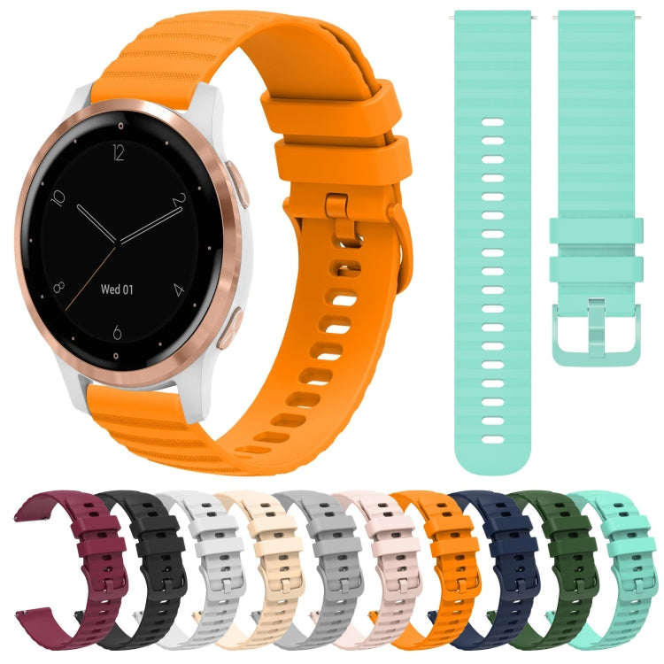 Compatible with Garmin Vivoactive 4S 18mm Wavy Dotted Solid-Color Silicone Watch Band(Starlight Color)