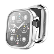 For Apple Watch Ultra / Ultra 2 49mm ENKAY Full Coverage Electroplated Soft TPU Case with Screen Film(Silver) - Watch Cases by ENKAY
