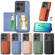 For OPPO Reno 8 Pro Carbon Fiber Magnetic Card Bag Phone Case(Black)
