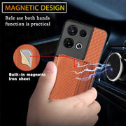 For OPPO Reno 8 Pro Carbon Fiber Magnetic Card Bag Phone Case(Black)