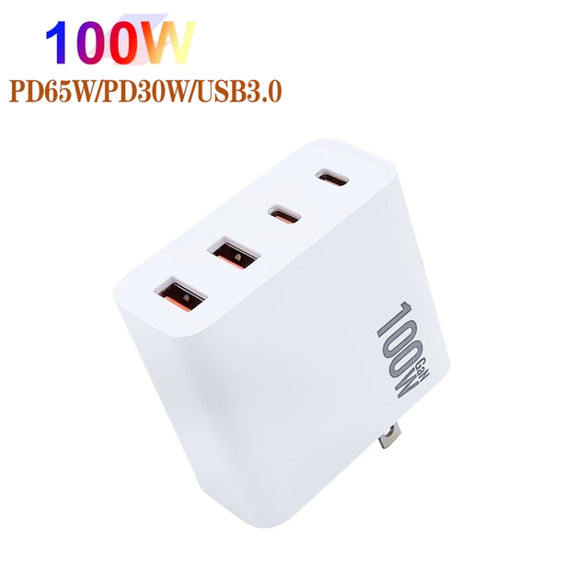 GaN 100W Dual USB + Dual USB-C/Type-C Multi Port Charger for Apple MacBook Series US / EU / UK Plug