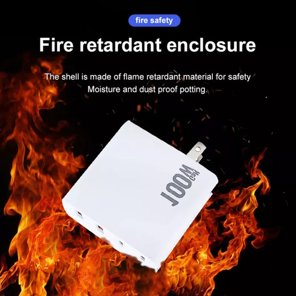 GaN 100W Dual USB + Dual USB-C/Type-C Multi Port Charger for Apple MacBook Series US / EU / UK Plug