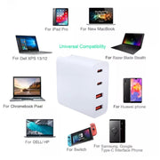GaN 100W Dual USB + Dual USB-C/Type-C Multi Port Charger for Apple MacBook Series US / EU / UK Plug