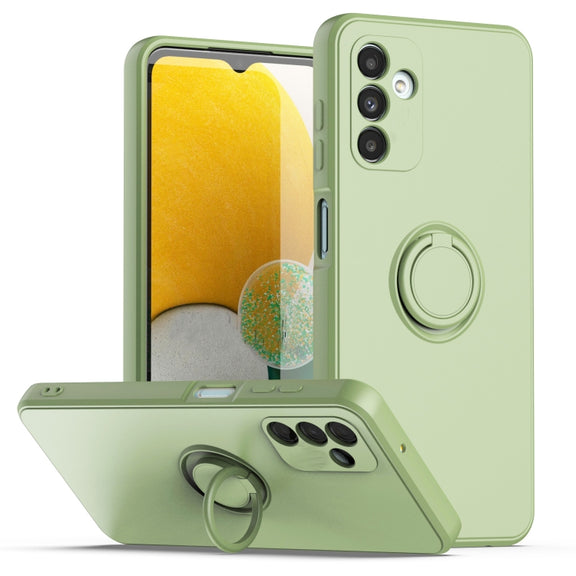 Ring Kickstand Silicone Phone Case For Samsung Galaxy A14 5G(Mint Green)