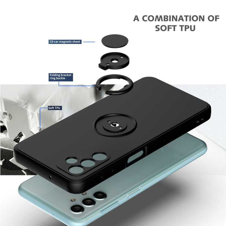 Ring Kickstand Silicone Phone Case For Samsung Galaxy A14 5G(Black)