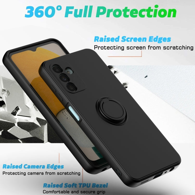 Ring Kickstand Silicone Phone Case For Samsung Galaxy A14 5G(Black)