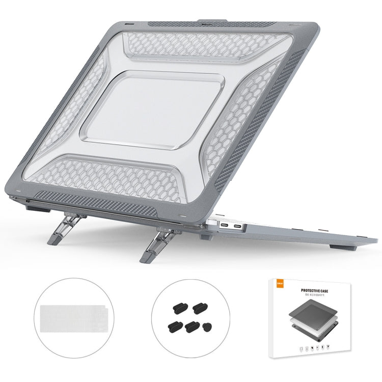 For MacBook Air 13.3 2018 A1932 ENKAY Hat-Prince 3 in 1 Protective Bracket  Case Cover Hard Shell with TPU Keyboard Film / Anti-dust Plugs, Version:EU(Grey) - free shipping - PMC TechLife - Order now!