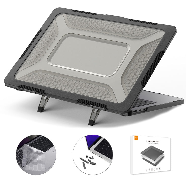 For MacBook Air 13.6 2022/2024  A2681 (M2) / A3113  (M3) ENKAY Hat-Prince 3 in 1 Protective Bracket  Case Cover Hard Shell with TPU Keyboard Film / Anti-dust Plugs, Version:EU(Black) - free shipping - PMC TechLife - Order now!